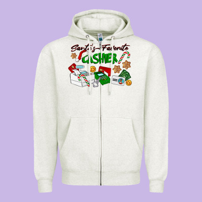 Santa's Favorite Cashier Zipper Hoodie Designed By Lillyallendesigns