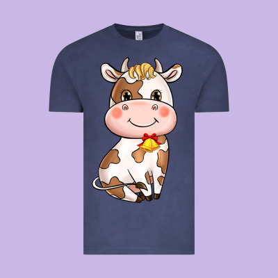Cartoon Cow Vintage Tee Designed By Howdyjamesfarm