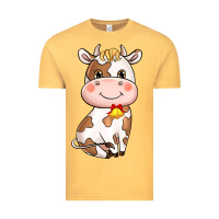 Vintage Mustard Cartoon Cow Vintage Tee - HowdyJamesFarm
