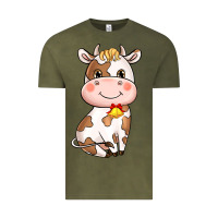 Vintage Olive Cartoon Cow Vintage Tee - HowdyJamesFarm
