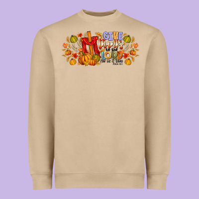 Give Thanks To The Lord For He Is Good Heavyweight Sweatshirt Designed By Cowhidedigitalart