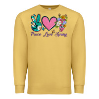 Antique Gold peace love springwith flowers and butterfly Premium Sweatshirt - Artiststas