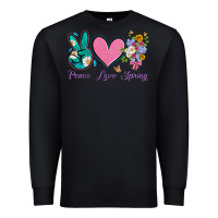 Black peace love springwith flowers and butterfly Premium Sweatshirt - Artiststas