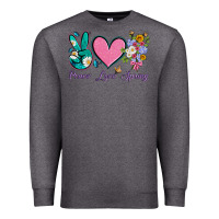Charcoal Heather peace love springwith flowers and butterfly Premium Sweatshirt - Artiststas