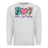 Dove Grey peace love springwith flowers and butterfly Premium Sweatshirt - Artiststas