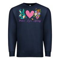 Navy peace love springwith flowers and butterfly Premium Sweatshirt - Artiststas