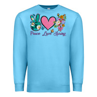 Peace Love Springwith Flowers And Butterfly Premium Sweatshirt | Teevron