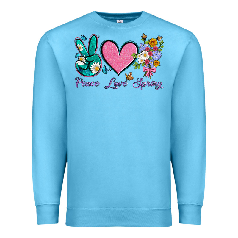 Peace Love Springwith Flowers And Butterfly Premium Sweatshirt by Artiststas | Teevron