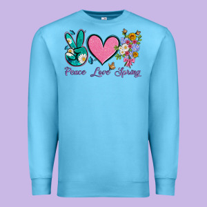 Peace Love Springwith Flowers And Butterfly Premium Sweatshirt Designed By Artiststas