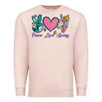 Pale Pink peace love springwith flowers and butterfly Premium Sweatshirt - Artiststas
