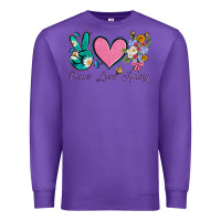 Purple peace love springwith flowers and butterfly Premium Sweatshirt - Artiststas