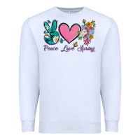 White peace love springwith flowers and butterfly Premium Sweatshirt - Artiststas