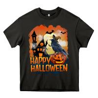 Asphalt Happy Halloween With Crow Heavy Core Tee - LillyAllenDesigns