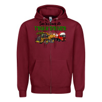 Burgundy Santa's Favorite Truck Driver Zipper Hoodie - LillyAllenDesigns