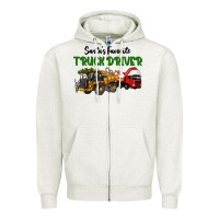 Oatmeal Heather Santa's Favorite Truck Driver Zipper Hoodie - LillyAllenDesigns