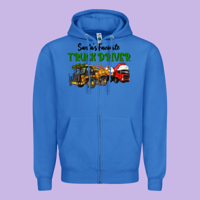 Santa's Favorite Truck Driver Zipper Hoodie Designed By Lillyallendesigns