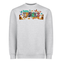 Heather Grey Happy thanksgiving Heavyweight Sweatshirt - CowhideDigitalArt