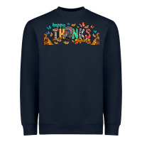 Navy Happy thanksgiving Heavyweight Sweatshirt - CowhideDigitalArt