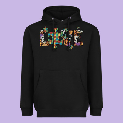 Love Autism Awareness Leopard Cowhide Heavyweight Hoodie Designed By Artiststas