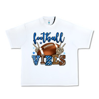 White Football vibes blue and grey team color Urban Heavy Tee - HowdyJamesFarm