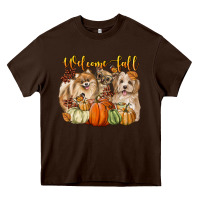 Chocolate Brown welcome fall with dogs Heavy Core Tee - LillyAllenDesigns