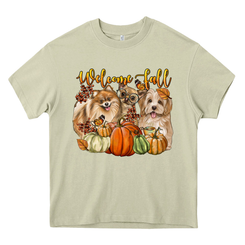 Welcome Fall With Dogs Heavy Core Tee by LillyAllenDesigns | Teevron