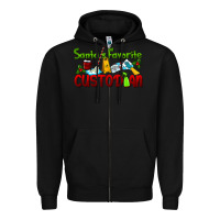 Black Santa's Favorite Custodian Zipper Hoodie - LillyAllenDesigns