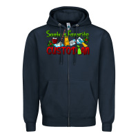 Navy Santa's Favorite Custodian Zipper Hoodie - LillyAllenDesigns