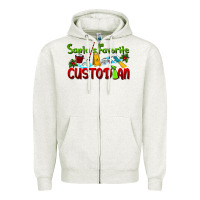 Oatmeal Heather Santa's Favorite Custodian Zipper Hoodie - LillyAllenDesigns
