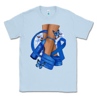 Dusty Blue Colon Cancer diva blue ribbon Classic Tee - NancyCooperArtShop