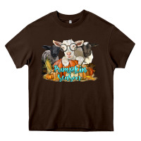 Chocolate Brown pumpkin season with baby sheeps and goat Heavy Core Tee - LillyAllenDesigns