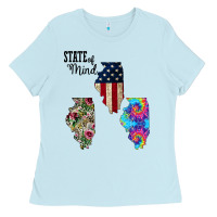 Baby Blue Im in a Fishing State of Mind Illinois Ladies Tee - Bettercallsaul