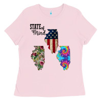Bubblegum Pink Im in a Fishing State of Mind Illinois Ladies Tee - Bettercallsaul