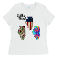 White Im in a Fishing State of Mind Illinois Ladies Tee - Bettercallsaul