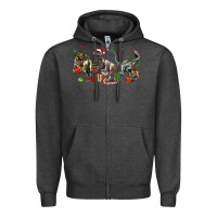Charcoal Heather Three Christmas Dinosaurs Zipper Hoodie - LillyAllenDesigns