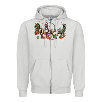 Dove Grey Three Christmas Dinosaurs Zipper Hoodie - LillyAllenDesigns