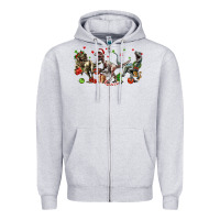 Heather Grey Three Christmas Dinosaurs Zipper Hoodie - LillyAllenDesigns