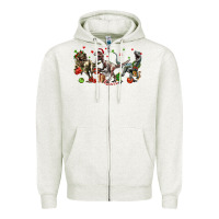 Oatmeal Heather Three Christmas Dinosaurs Zipper Hoodie - LillyAllenDesigns
