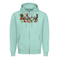 Seafoam Three Christmas Dinosaurs Zipper Hoodie - LillyAllenDesigns