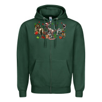 Sports Green Three Christmas Dinosaurs Zipper Hoodie - LillyAllenDesigns