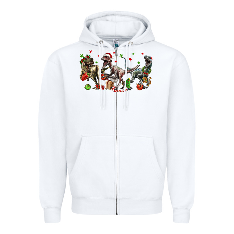 Three Christmas Dinosaurs Zipper Hoodie by LillyAllenDesigns | Teevron