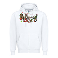 White Three Christmas Dinosaurs Zipper Hoodie - LillyAllenDesigns