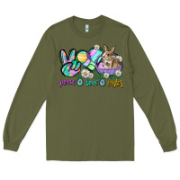 Army Green Peace love Easter Day Long Sleeve Tee - CowGirlArtShop