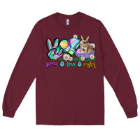 Burgundy Peace love Easter Day Long Sleeve Tee - CowGirlArtShop