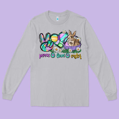 Peace Love Easter Day Long Sleeve Tee Designed By Cowgirlartshop