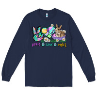 Navy Peace love Easter Day Long Sleeve Tee - CowGirlArtShop