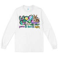 White Peace love Easter Day Long Sleeve Tee - CowGirlArtShop