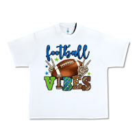 White Football vibes green and blue Urban Heavy Tee - HowdyJamesFarm