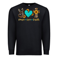 Black peace love faith with cros and sunflower Premium Sweatshirt - Artiststas