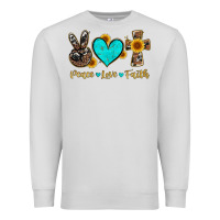 Dove Grey peace love faith with cros and sunflower Premium Sweatshirt - Artiststas